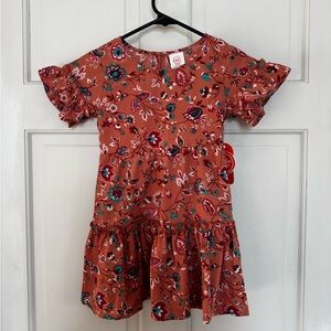 Wonder Nation Floral Kids Dress in Rust and Teal